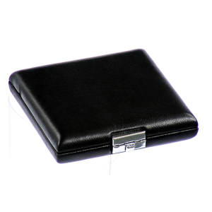 Rietendoos zwart leder, voor 4 rieten